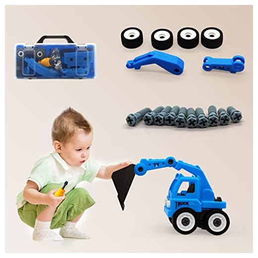 Supoggy Jouet Camion Vehicules de Chantier Excavatrice pour Enfant 3,4,5 Ans Démontage Camion Jouet Pelleteuse Voiture Jeu Educatif pour Garçons Filles Cadeau de Noël