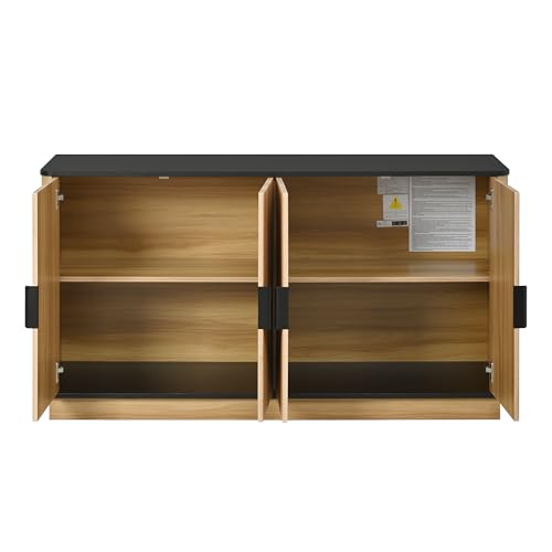 Cómoda acanalada de diseño exclusivo con 4 puertas efecto madera 8