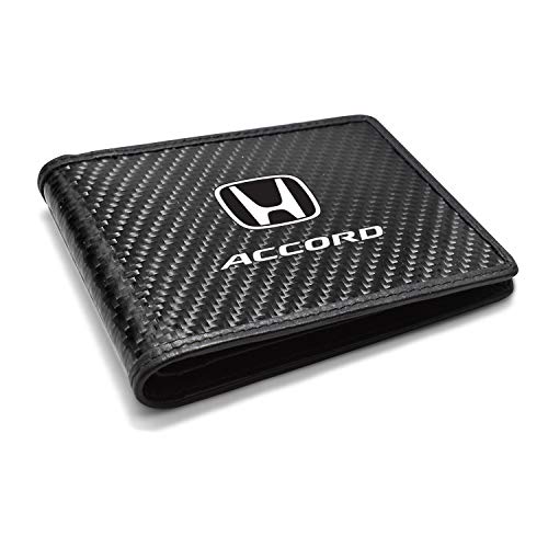 for - Honda Accord Black Real Carbon Fiber Leather RFID Blocking Bi-fold Wallet2