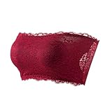 ZTFYKLIN Camiseta Roja Mujer Sujetador De Encaje Sin para Mujer, Top Tubo Tirantes, Bralette Acolchado (Red, XXXXXL) Rojo Fiesta Camisetas Y Tirantes Blusa Lencera Blanco Manga Larga Corse Lila