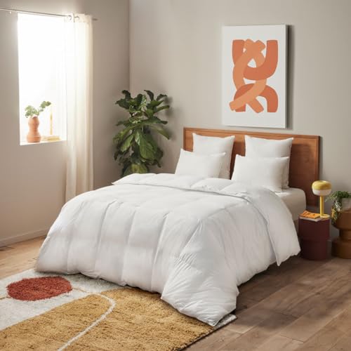 Dunlopillo - Couette Natur' Protect 140x200 cm - 70% Duvet Chaude - Traitement Anti-Acariens - Percale 100% Coton 91 Fils/cm² - pour Nuits Saines et Sereines
