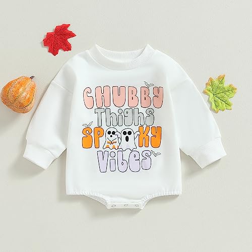 Halloween Baby Girl Clothes Ghost/Witch Hat Embroidered Crewneck Long Sleeve Bodysuit Infant Fall Winter Outfits2