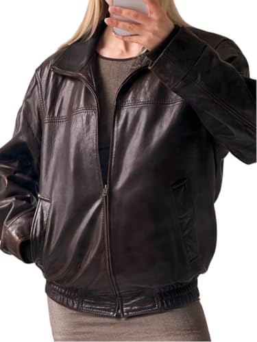 Ladies Real Soft Lambskin Leather Jacket - Oversized Bomber Casual Wear Jacket For Womens4