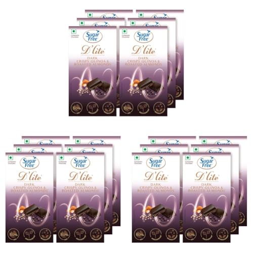 Image of Sugar Free D'lite Quinoa & Almonds Dark Chocolate Bar, 40Gm (Pack Of 18)