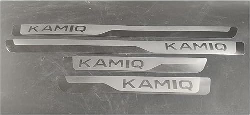 VIPOES 4 Pcs Car Kick Plates For Skoda Kamiq 2018-2022 2023 2024 2025, Stainless Steel Car Door Sill Protector Scuff Guard Exterior Protectors Sills
