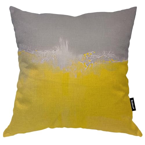 Beabes Art Painting Throw Pillowcases Yellow and Grey Abstract Lines Soft Throw Pillow Covers Cushion Case Living Room Bed Sofa Car Dorm 18 X 18 Inches Cotton Linen