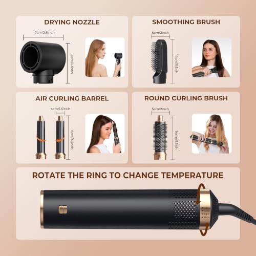 Image of 5 in 1 Blow Dryer Brush, Upgrade Hair Dryer Brush Air Curler Air Curl Wrap