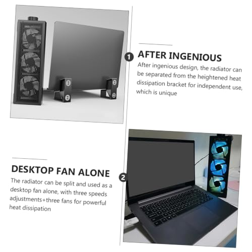 Soporte para Laptop OSALADI con Ventiladores de Enfriamiento para Gaming, Rack Disipador de Calor, Negro miniatura 3