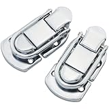 FMHXG 2PCS High Side Flat Bottom Keyless Lock Latches Silver Metal Nickel Plated Briefcase Locks for Luggage Drawers Cabinets Boxes