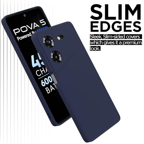 Image of Outlouders Back Cover for Techno Pova 5 / Techno Pova 5 Pro 5G | Camera Protection | Durable Soft Matte Silicone Bumper Case (Blue)