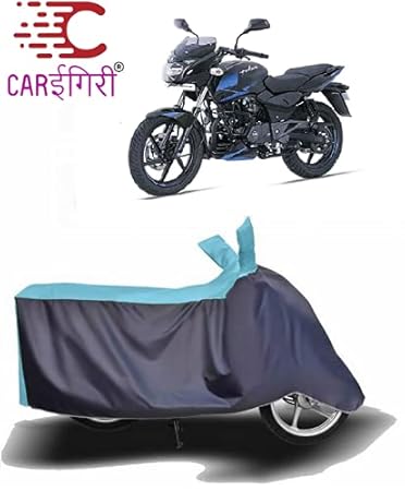Carigiri Sky Blue & Grey Bike Cover for Bajaj Pulsar 150(Triple Stitched,Mirror Pockets,UV Resistant,Dustproof)