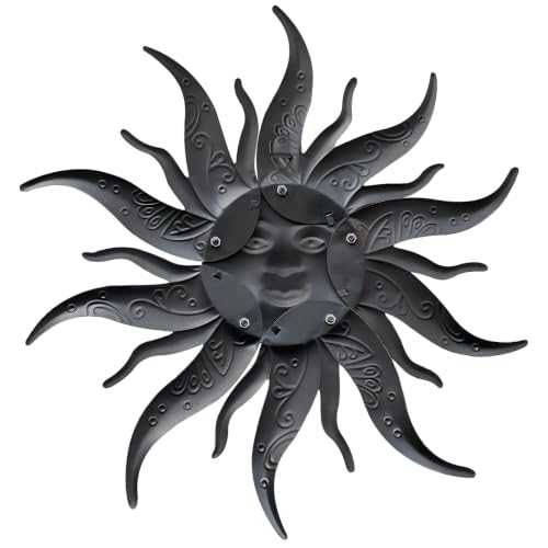 Daogtc Wanddekoration aus Metall, 43,9 cm, rustikales Retro-Design, Metall-Sonnendekoration zum Aufhängen… – Ansicht 4