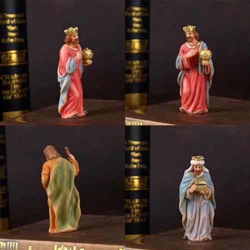 Crèche de Noël en résine compacte avec écurie intégrée pour gain de place