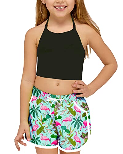 Girl Flamingo Board Shorts Summer Hawaiian Tropical Floral Beach Swim Shorts 9-10 Years #TOP1