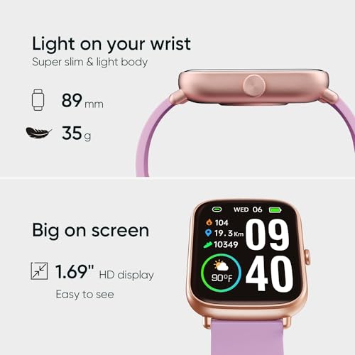 Proyoo Fitness Tracker with 7/24 Heart Rate Blood Pressure Oxygen Monitor, 7-Day Battery Life Smartwatch with Step Calories Counter Sleep Tracking, Fitness Watch for Women Men - Thumbnail 2