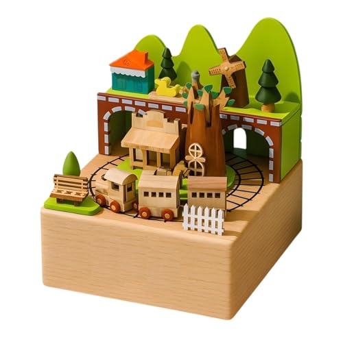 Image of AUGEN Exclusive Music Box Musical Boxes Carousel Children's Boutique Wooden Men and Women Birthday Creative Christmas Valentine's Day Gift Home Decoration (1086F4)