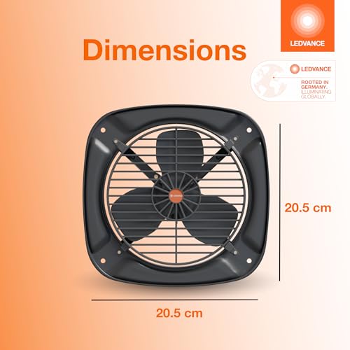 Image of LEDVANCE Metal Exhaust Fan 225mm (9 Inch) 100% Copper Motor| for Kitchen Bathroom & Washroom| High Speed Air Suction| Rust Proof Metal Body & Blades| Low Power Consumption| 2 Year Warranty
