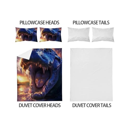 Housse de couette double crocodile coucher de soleil en microfibre 200x200