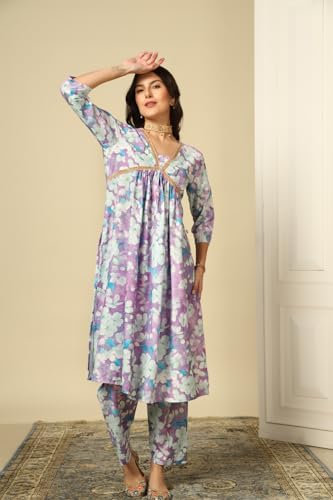 Image of Leriya Fashion Black Kurta Set for Woman | Kurti Set for Woman | Anarkali Suit for Women Kurtis | Short Kurti for Women | Ethnic Jaipuri Straight Kurta Set with Palazzo Pants | Salwar Suit for Party Outfits