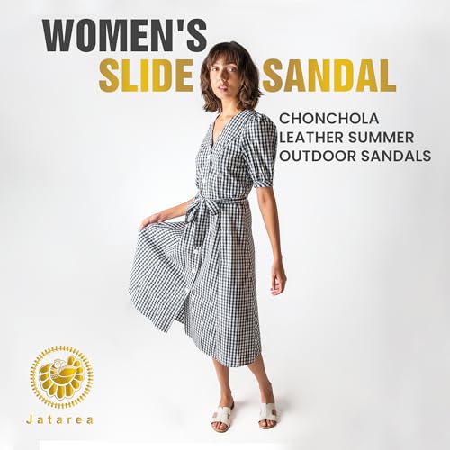 JATAREA Women Slip-On Flat Sandals | Softy Leather, Open-Toe Summer Outdoor Sandals - Chonchola3