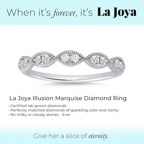 La Joya 1/6-1/4 CT TW Certified Vintage Inspire Lab Grown Diamond Ring Bands | Solid 10k White Gold Milgrain Diamond Wedding Band Ring | Sparkling GH VS/SI Diamond Ring for Women3