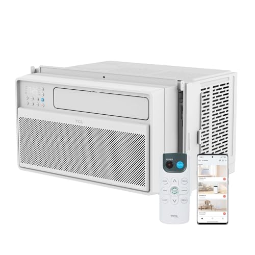 TCL 8,000 BTU Q-Series Smart Inverter Window AC, 115V, Inverter AC for Rooms up to 350-Sq. Ft., Ultra-Quiet 40dB, 38% Energy Saving, EZ Install, Open-able Window, Works with Alexa and Google Assistant