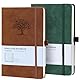 HOMEMARS Notizbuch, Notebook, Notizbuch a5, Journal buch, Reisetagebuch, Liniert a5, Notizblock, Notizbücher a5, 100gsm, 200Pages, 2 Stück, Reisetagebuch, Leder, Prägebaum Design,Braun Grün