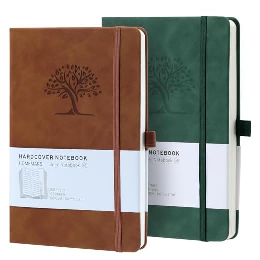 Notizbuch, Notebook, Notizbuch a5, Journal buch, Reisetagebuch, Liniert a5, Notizblock, Notizbücher a5, 100gsm, 200Pages, 2 Stück, Reisetagebuch, Leder, Prägebaum Design,Braun Grün