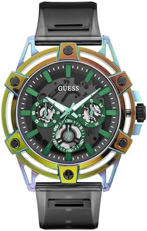 GUESS Men's 48mm Watch - Black Silicone Strap Dial Case