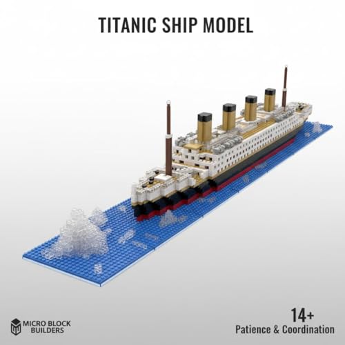 Image of SKY LINE OCEAN Titanic Ship Micro Mini Building Blocks Set (1878 Pieces, Complex only for 14+, Micro Blocks) -DIY Construction Toy, Detailed Ship Replica, STEM Gift | 5 Year Structural Warranty