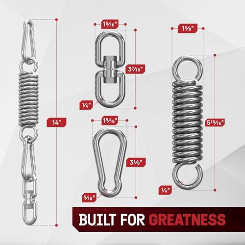 Yes4All Punching Bag Hanger, Heavy Bag Spring 555 LB Capacity, Stainless Steel Hanging Kit with Spring Hook & Carabiner/360° Swivel, Indoor & Outdoor Mounting for Boxing Bags & Recreation by Yes4All - Image 2