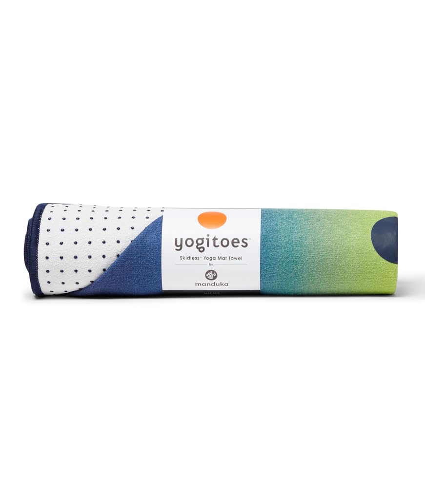 Manduka Yogitoes Hot Yoga Mat Towel - 71" | Moisture Activated Grip | Patented Silicone Nubs | Highly Absorbent, Durable &amp; Easy Care | Made from Recycled Materials | 71 x 24 Inches | Emerald Array