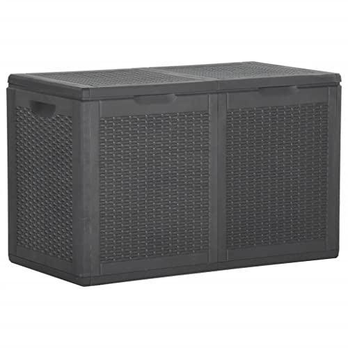 Tino Tech Caja de almacenamiento en 100% polipropileno (polipropileno) en aspecto de ratán, 80,5 x 44,5 x 51 cm, 180 L, color negro, cajas de jardín, cofre de jardín, caja de juguetes, exterior