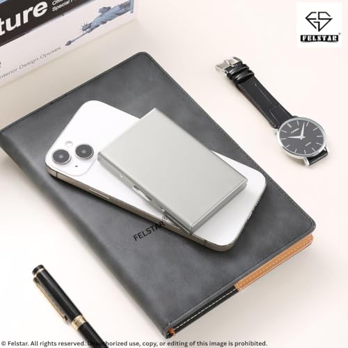 Image of FELSTAR Customized /Personalized Name Engraved RFID Blocking Metal Smart Credit /Debit ATM Card Holder Wallet 6 Slot Holds 10-12 Cards for Men and Women Gift (Silver Customised)
