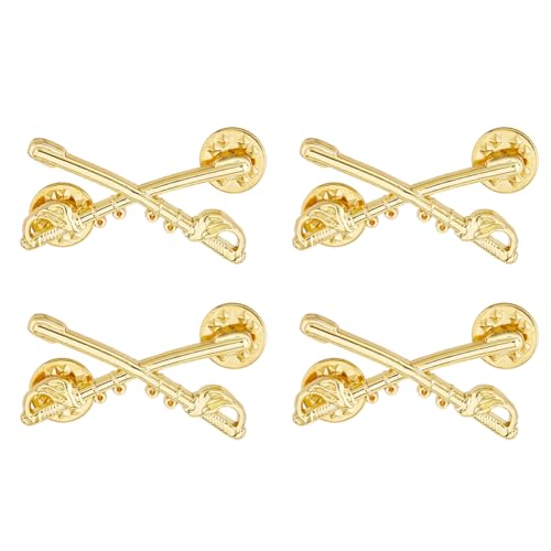Grande broche dorée militaire en alliage pour costume et veste (2 paires)
