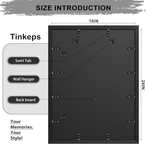 Image of 18x24 Frame Black with Elegant Concave Design - Large 18 x 24 Poster Frame for Wall, Home, Office & Gallery Display