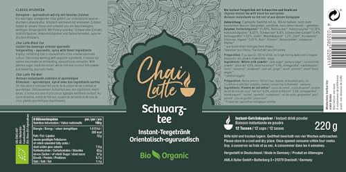 Classic Ayurveda - Bio Chai Latte Schwarztee - 220 g - Ayurvedisch würziger Chai für ein beschwingtes, wohliges Körpergefühl mit erlesenen Zutaten