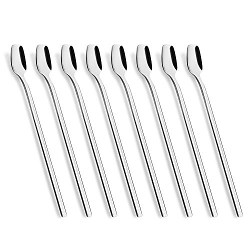 8-Piece 8-Inch Long Handle Spoon, Coffee Stirrers, Iced Teaspoon,Ice Cream Spoon,Premium 18/10 Stainless Steel Cocktail Stirring Spoons