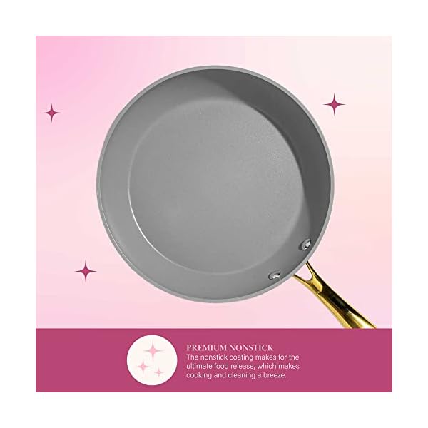 Paris Hilton Iconic Nonstick Pots and Pans Set, Multilayer Nonstick Coating, Matching Lids With