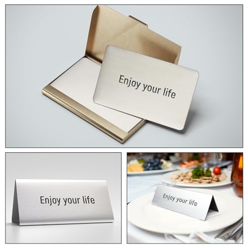 Tandefio 50 Pcs 304 Stainless Steel Metal Business Cards 3.4 x 2.1 Inch Laser Engraving Stainless Blank Steel Card for House Office Customer DIY Gift(0.5 mm Thickness) by Tandefio - Image 6