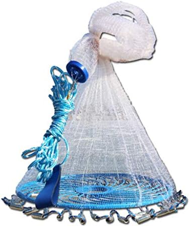 AZcczzii-Magic Fishing Net Fine Fish Aluminum Ring Monofilament Thread Throwing Cast Net Saltwater Fishing Cast Net White S~L (L, White)