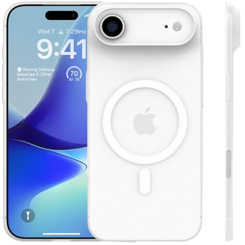 3P SPACE Super Sottile Custodia per iPhone, 0.3mm Ultra Slim Magnetico Safe Matte Cover Semi rigida Posteriore per iPhone, Minamal Design (iPhone 17 Air - Trasparente)