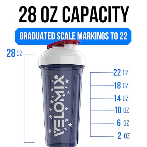 Image of VELOMIX -2 Pack- 28 oz Protein Shaker Bottles for Protein Mixes - 2x Wire Whisk | Leak Proof Shaker Cups for Protein Shakes and Pre Workout | Protein Shaker Bottle Pack (USA Flag)