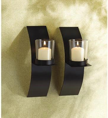 39066 Wholesale Mod-Art Candle Sconce Duo Candles Candle Lantern Fire Heat Light Whmart