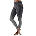 Women's Slim Two Tone Workout Full Length Yoga Pants (L, Black + Gray)