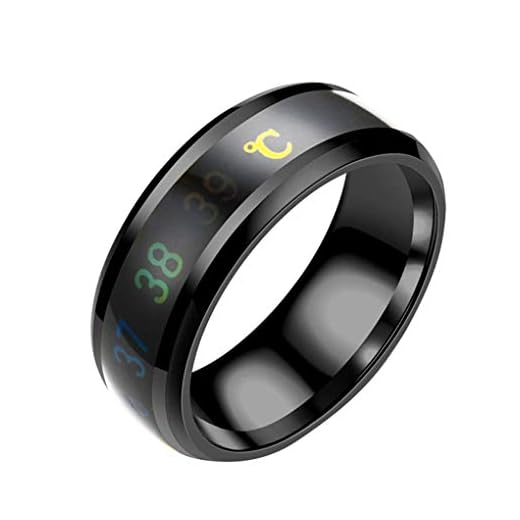 N-K - Anello intelligente in acciaio INOX, con temperatura, cambia colore in base all’umore, unisex, qualità superiore, Acciaio inossidabile