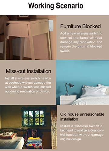 Thinkbee 3 Way Wireless Switch And Receiver Kit, Dual Control Push-Button No Wiring, Wireless Panel Switch, No Wifi Needed, Waterproof Remote Light Switch For House Lamp Led(2 Switches 1 Receiver Kit) #TOP7