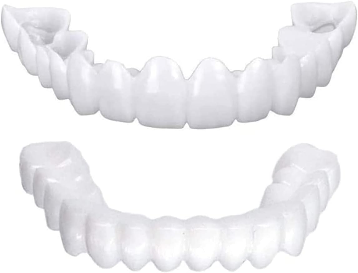 2 Pairs Instant Veneers Dentures, Cosmetic Veneers Teeth,Smile Teeth, Veneers Top and Bottom Snap On Dentures Clip In Veneers Teeth, Fix Your Smile At Home In Minutes! for Men Women with Bad Teeth