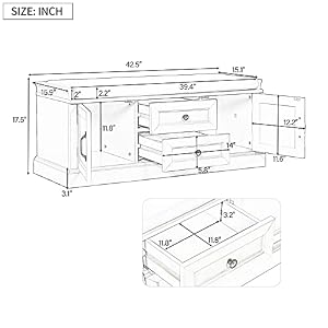 Knocbel 425 Entry Storage Bench with Removable Cushion 2 Drawers and 2 Cabinets Entryway Hallway Foyer Shoe Bench End of Bed Bench with Aluminum Handles 200lbs Weight Capacity Antique Navy