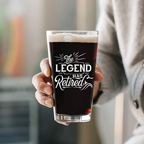 The Legend Has Retired Beer Mug For Men Women - Retirement Gifts For Men Coworker - Funny Birthday Gifts For Men - Fathers Day Ideas Gifts For Dad - Beer Glass - Liquor Glasses - 16 Oz Pint Glass #TOP3